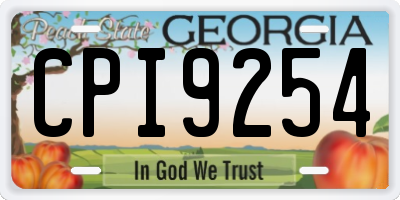 GA license plate CPI9254