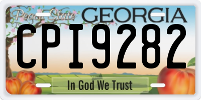 GA license plate CPI9282