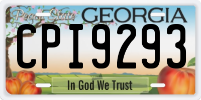 GA license plate CPI9293