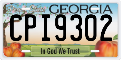 GA license plate CPI9302