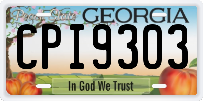 GA license plate CPI9303
