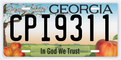 GA license plate CPI9311
