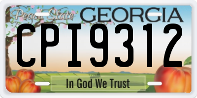 GA license plate CPI9312