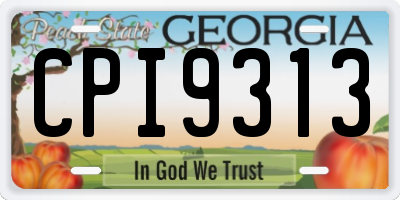GA license plate CPI9313