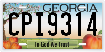 GA license plate CPI9314