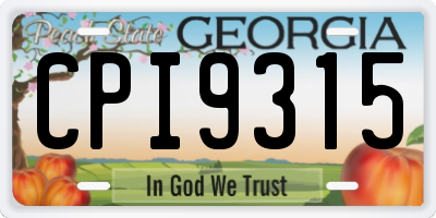 GA license plate CPI9315