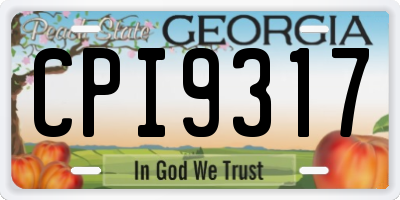 GA license plate CPI9317