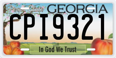 GA license plate CPI9321