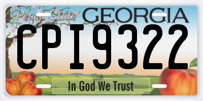 GA license plate CPI9322
