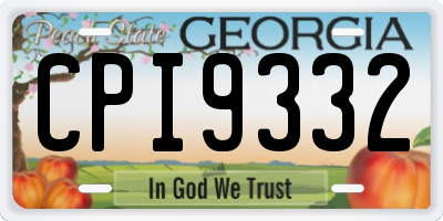 GA license plate CPI9332