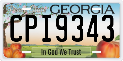 GA license plate CPI9343
