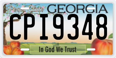 GA license plate CPI9348