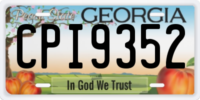 GA license plate CPI9352