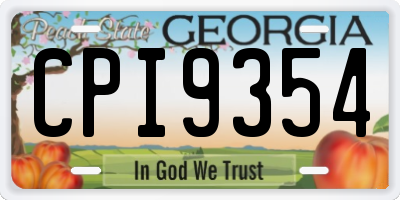 GA license plate CPI9354