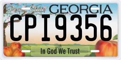 GA license plate CPI9356