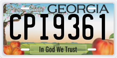 GA license plate CPI9361