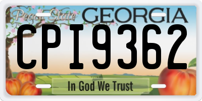 GA license plate CPI9362