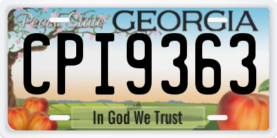 GA license plate CPI9363