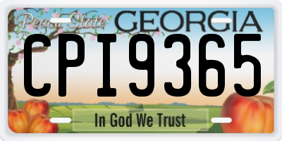 GA license plate CPI9365