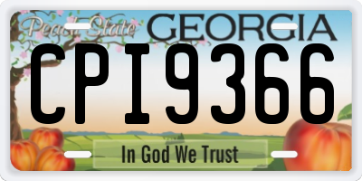 GA license plate CPI9366