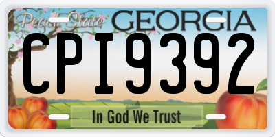 GA license plate CPI9392