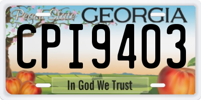 GA license plate CPI9403