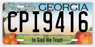 GA license plate CPI9416