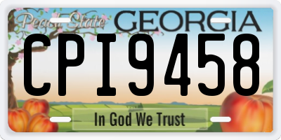 GA license plate CPI9458