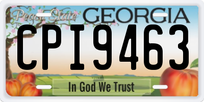 GA license plate CPI9463