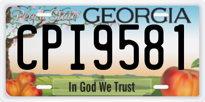 GA license plate CPI9581
