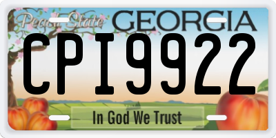 GA license plate CPI9922