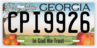 GA license plate CPI9926