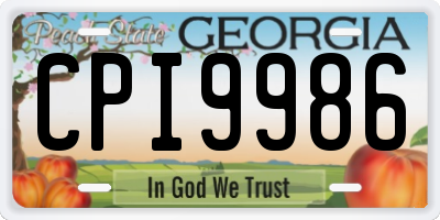 GA license plate CPI9986
