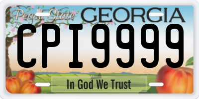 GA license plate CPI9999