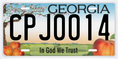 GA license plate CPJ0014