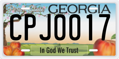 GA license plate CPJ0017