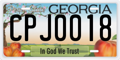 GA license plate CPJ0018
