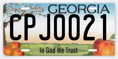 GA license plate CPJ0021