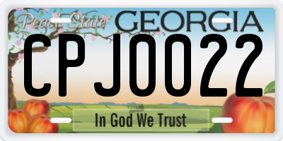 GA license plate CPJ0022