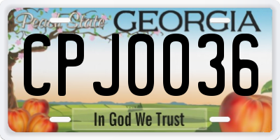 GA license plate CPJ0036