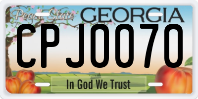 GA license plate CPJ0070
