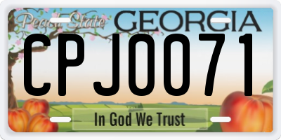 GA license plate CPJ0071