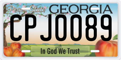 GA license plate CPJ0089