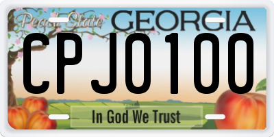 GA license plate CPJ0100