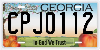 GA license plate CPJ0112