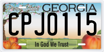GA license plate CPJ0115