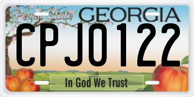 GA license plate CPJ0122