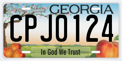 GA license plate CPJ0124