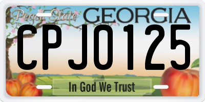 GA license plate CPJ0125