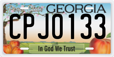 GA license plate CPJ0133